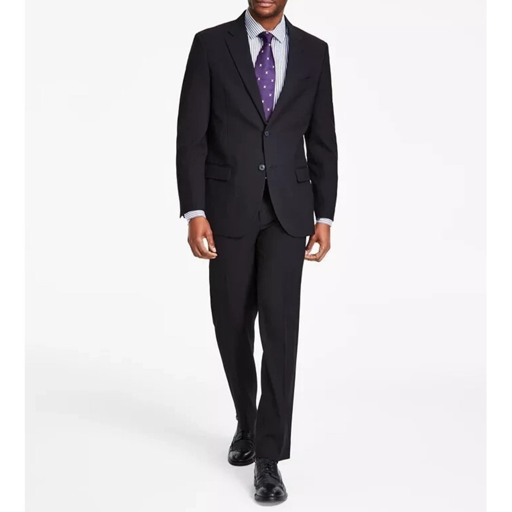 Nautica Men's‎ 2-pc Suit Blazer Jacket 38R Pants 30W 29L Solid Black